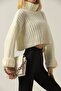 Women's Black Turtleneck Knitted Crop Knitwear Sweater - 4