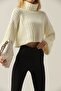 Women's Black Turtleneck Knitted Crop Knitwear Sweater - 3