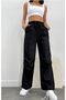 Black Parachute Pants with High Waist Elastic Waist (Order Our Table) - 3