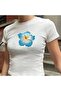 Blue Floral PaTTerned Y2K T-Shirt
