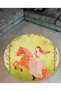 Green Theme Horse Princess Patterned Round Woven Base Vintage Decorative Carpet 6109 - 2