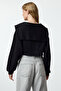 Siyah Regular/Normal Kalıp Fermuarlı Yaka Detaylı Örme Sweatshirt TWOAW25SW00097 - 5