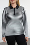 Black-White Striped Polo Neck Fitted/Bodycon Knitted Blouse Tbbaw25Bz00000 - 3