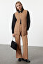 Camel Button Detailed Knitwear Vest Pants Bottom-Top Suit Tctaw25Us00067