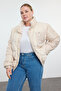 Ecru Regular Fit Pocket Detailed Boucle Coat Tbbaw25Aw00012