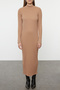 Camel Pearl Stone Accessory Knitwear Dress Tctaw25Eb00068 - 3