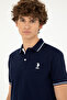 Men's Navy Blue Polo Neck T-Shirt - 2