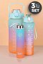 3-Piece Motivational Water Bottle Colorful Figured Water Bottle with Straw - 4