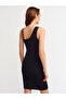 90118 Gathered Front Strap Knitwear Dress-black - 2