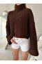 Women's Black Turtleneck Knitted Crop Knitwear Sweater - 4