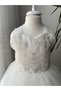 White Guipure Detailed Girl's White Evening Dress - 2