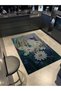 Oil Painted Look Daisies and Butterfly Detailed Woven Base Decorative Carpet 5750