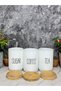 3-Piece Wicker Tea/Coffee/Sugar Jar with Bamboo Lid - 2