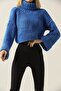 Women's Black Turtleneck Knitted Crop Knitwear Sweater - 4