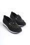 Women's - Crystal Stone Detailed, Lace-up Comfortable Casual Shoes - 4