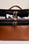 Women's Makeup Bag, Cosmetic Leather , Tan Color, Double Compartment Travel Bag - 3