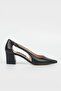 WOMEN'S BLACK GENUINE NATURAL LEATHER HEEL SHOES, NUMBER 35-40