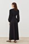 Black Double-breasted Patterned Dress - 7