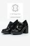 WOMEN'S BLACK Patent Leather Genuine Leather Banded Thick Heeled SHOES - 3