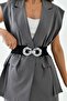 Women's Black Elastic Buckle Belt 1602