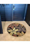 Mira Round Beige Brown Tones Floral Patterned Woven Base Decorative Carpet 5762 - 4