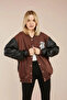 B I Dont Need You Brown Fleece Leather Sleeve College Jacket - 4