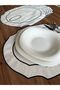 6 Pieces Black Colored Embroidered Oval American Serving Plate with Spoon - 2