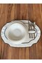 6 Pieces Black Colored Embroidered Oval American Serving Plate with Spoon - 4