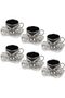 Turkish Coffee Presentation Set Metal Coffee Cup Set Coffee Cup Porcelain 6 Pieces (Silver) Bşramdl1 - 4