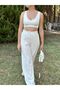 Women's High Waist Elastic Pocketless Wrap-around Palazzo Trousers - Wide Leg - 5