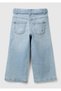 Girl's Denim Wide-Leg Pants with Logo Detail on the Back Pocket and Belted Waist - 2
