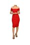 Women's Red Draped Gathered Lined Inner No-Show Silk Jersey Midi Dress
