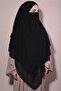 Ready Tie-Detail Three-Layer Chiffon Hajj Umrah Shawl Sufle Khimar Hijab Black - 2