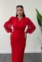 Crepe Fabric Sleeves Tulle Pencil Dress - Red - 4