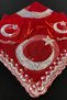 Red Groom Groomsmen Henna Night Soldier Shoulder Cover Shawl with Gloves and Sequined Crescent and Star Motif