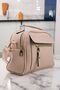 Women's Taupe Lacost Leather 3-Compartment Adjustable Shoulder Strap Hand and Shoulder Bag