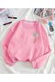 Happy Daisy Printed Pink Crew Neck Oversize Sweatshirt
