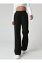 Women's Black High Waisted Elastic Loose Wide Leg Sweatpants - 5