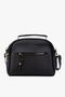 Women's Black Lacost Leather 3-Compartment Hand and Shoulder Bag with Adjustable Strap - 7