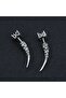 Vintage Long Spike Gothic Nail Design Zircon Stone Stainless & Tarnish-Resistant Biker 316L Steel Earrings - 4