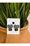 Women's black and white gingham clip earrings - stud earrings - 2