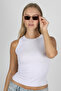 Rectangle Design Gold Frame Brown Glass Vintage Women's Sunglasses