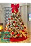 Christmas Pine Tree Cover 150 cm Red Round Fluffy Luxury - 2