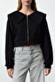 Siyah Regular/Normal Kalıp Fermuarlı Yaka Detaylı Örme Sweatshirt TWOAW25SW00097 - 4