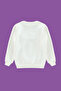 Ekru Pamuklu Çiçekli Kız Çocuk Regular Örme Sweatshirt TKDAW25SW00020 - 3