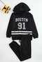Black*001 Male Child Slogan Cotton Knitted Bottom-Top Suit Tkdaw25Au00036 - 2