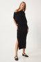 Women's Black One-Shoulder Blouse Knit Skirt Set FN03355