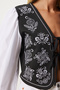 Women's Black Bow Embroidered Woven Blouse Rg00040 - 4