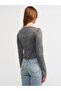 60214 Pale Effect Agraphed Crop Knitwear Cardigan-Anthracite - 2