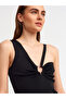 90118 Gathered Front Strap Knitwear Dress-black - 4